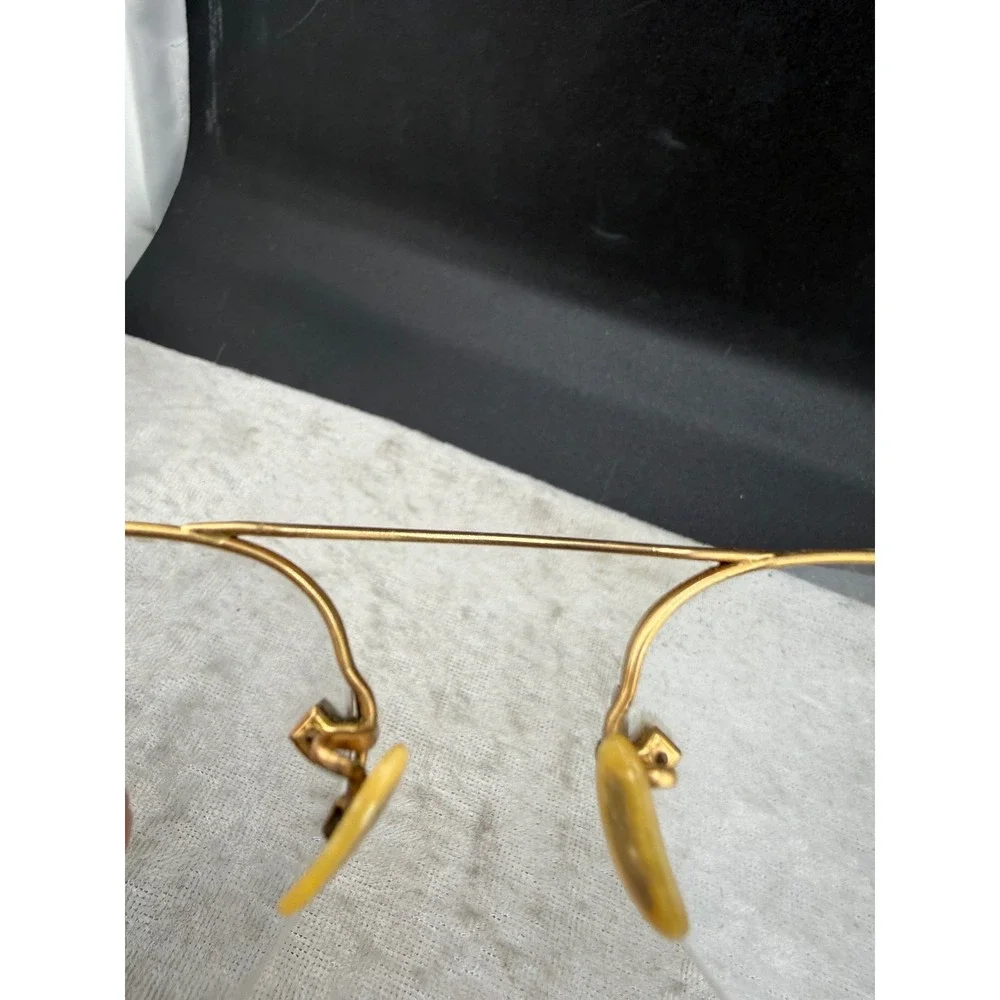 Vintage ArtCraft Wire Frame Glasses Gold Filled Rimless Engraved Bridge Case